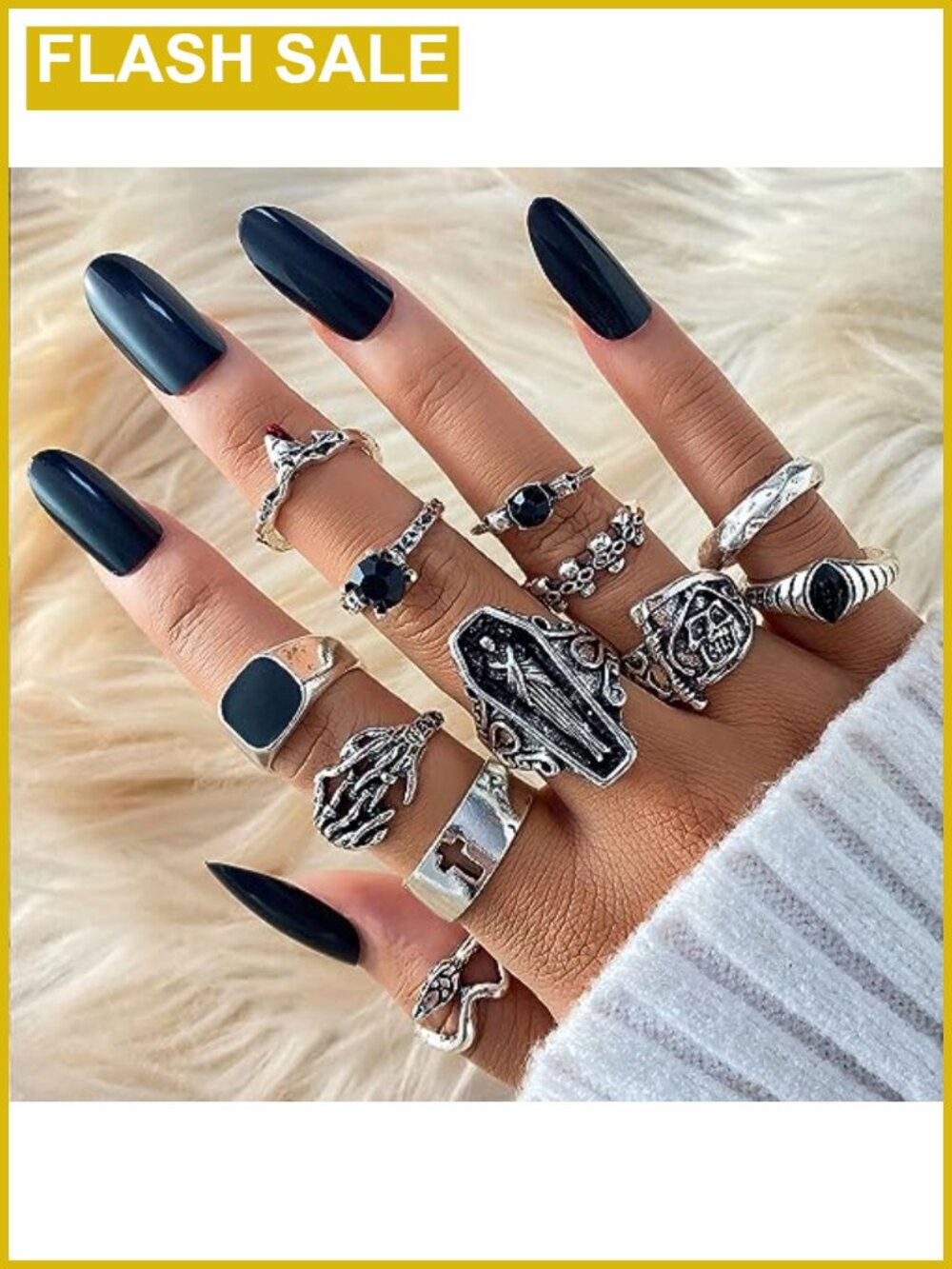 Vintage Silver Knuckle Rings Set Stackable Midi Boho Statement Rings - Picture 5 of 6